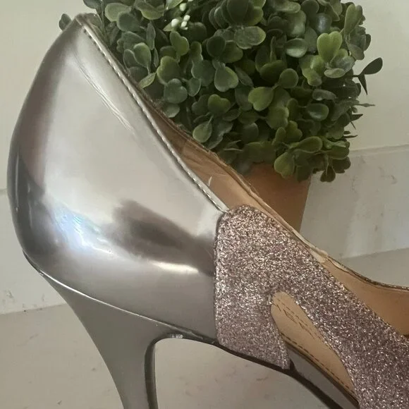 Marc Fisher Tumble Glitter Sparkle Stiletto Heels Pumps Peep Toe Size 10M - Picture 2 of 16